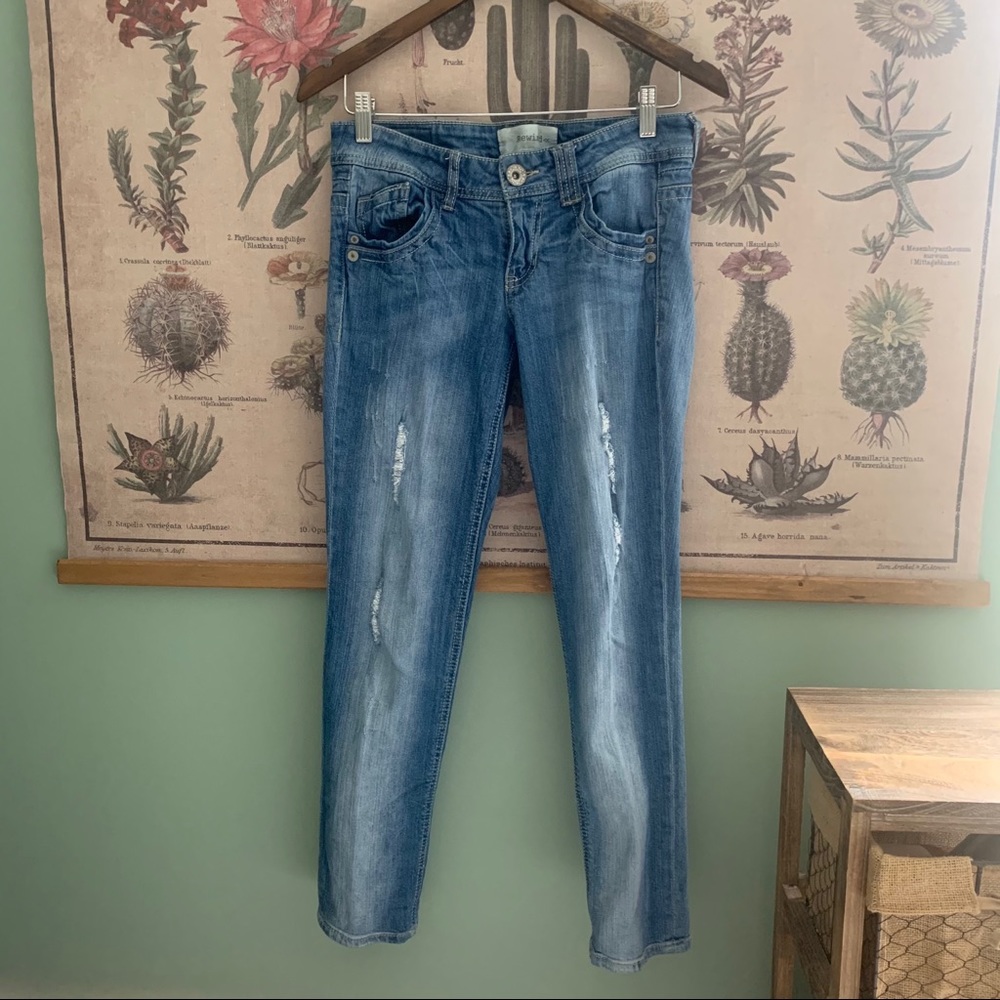 Rewind Boot-Cut Distressed Jeans